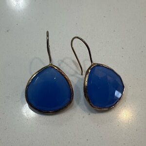 drop down earrings, blue stone - perfect for day of night